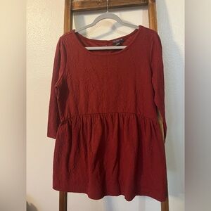 A Pea In The Pod Maternity Red Knit Button Back Tunic Blouse 3/4 Sleeve L